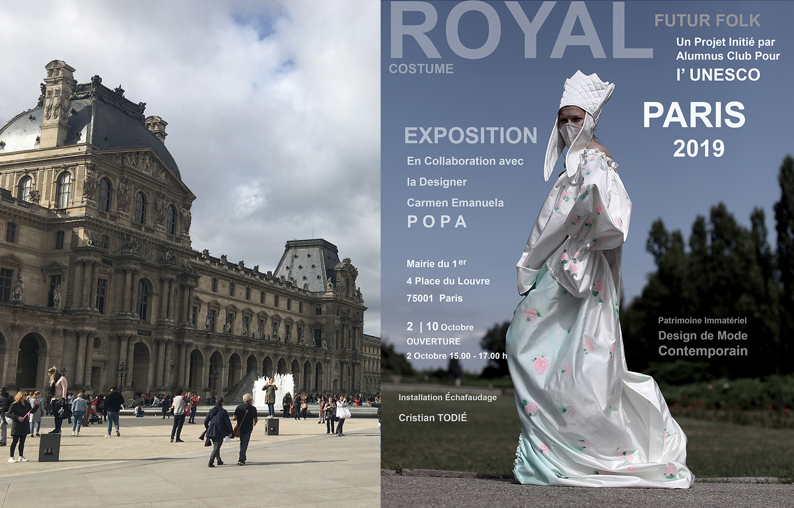 EXPOSITION FUTUR FOLK. COSTUME ROYAL du 2 au 10 octobre 2019  à la Mairie du 1er Arrondissement de Paris